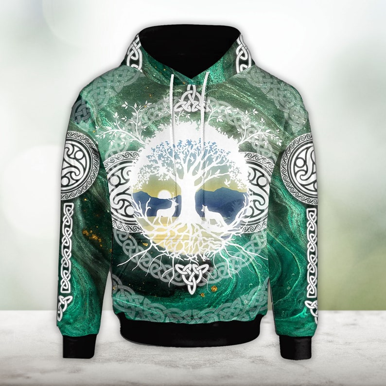 Patrick''s Day Hoodie Celtic Tree of Life Sweater Shirt/ Wing Celtic Light Shirt