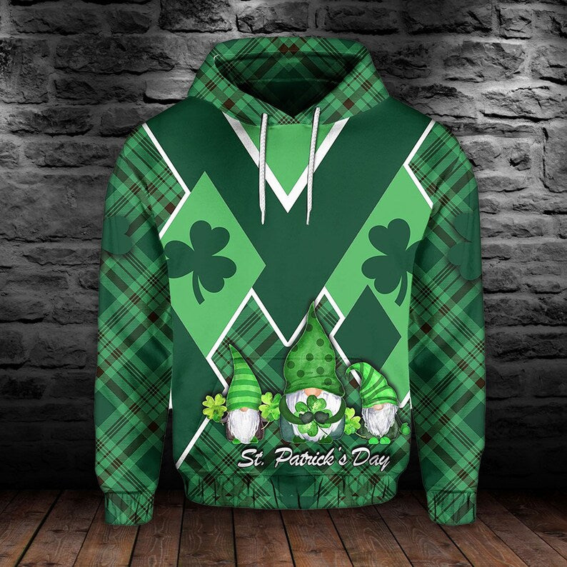 St. Patrick''s Day Ireland Gnome Hoodie Gift For Irish Man/ Drink Beer Shirt