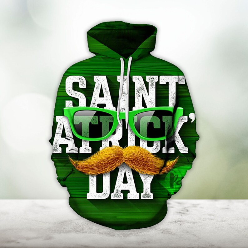 St. Patrick''s Day Casual 3D Digital Printing Hoodie Gift For Friends Birthday Holiday