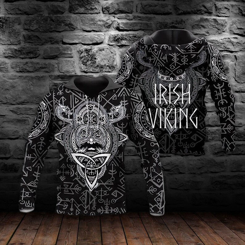 Irish Viking St Patrick''s Day Hunting Wolf Lion Hoodie Sweater Shirt