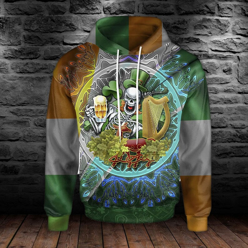 Irish To The Bone St. Patrick''s Day Hoodie Gift For Friends Birthday/ Drink Beer Shirt/ Let Drink Shirt