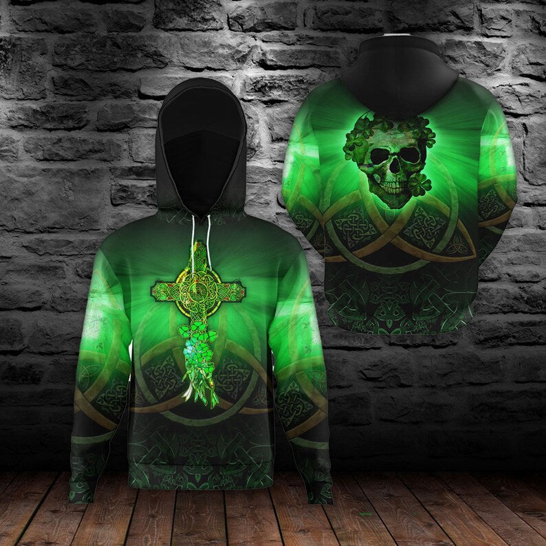 Patrick''s Day Cross And Skull Hoodie Shirt Gift For Friends Birthday
