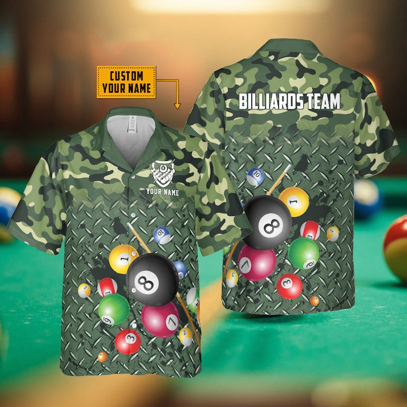 Personalized Billiards Camo Soldiers Style Hawaiian Shirt