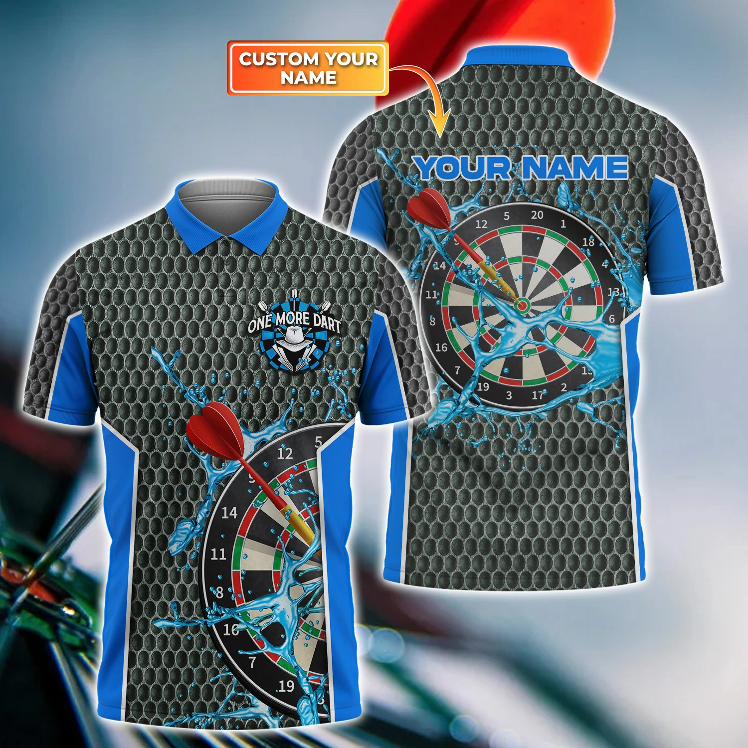 One More Dart Polo Shirt/ Personalized Name Darts Water All Over Printed/ Idea Gift for Dart Player