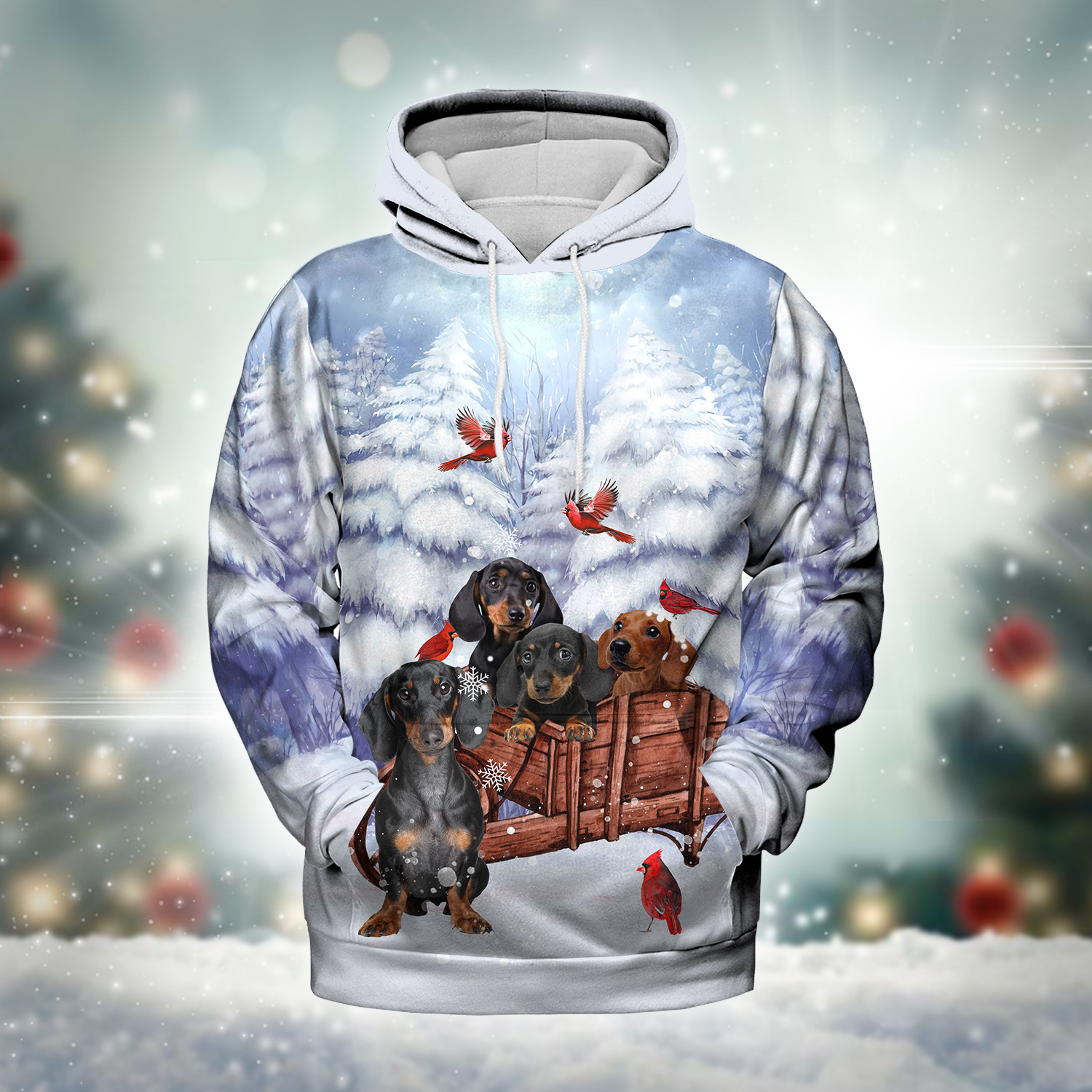 Dachshund Wintertime Snowy Day Hoodie All Over Print