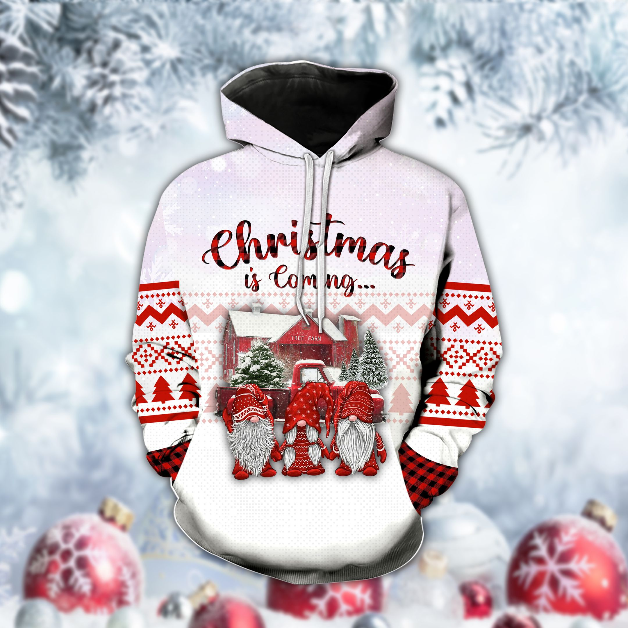 Gnome Christmas Is Coming Farmhouse Hoodie