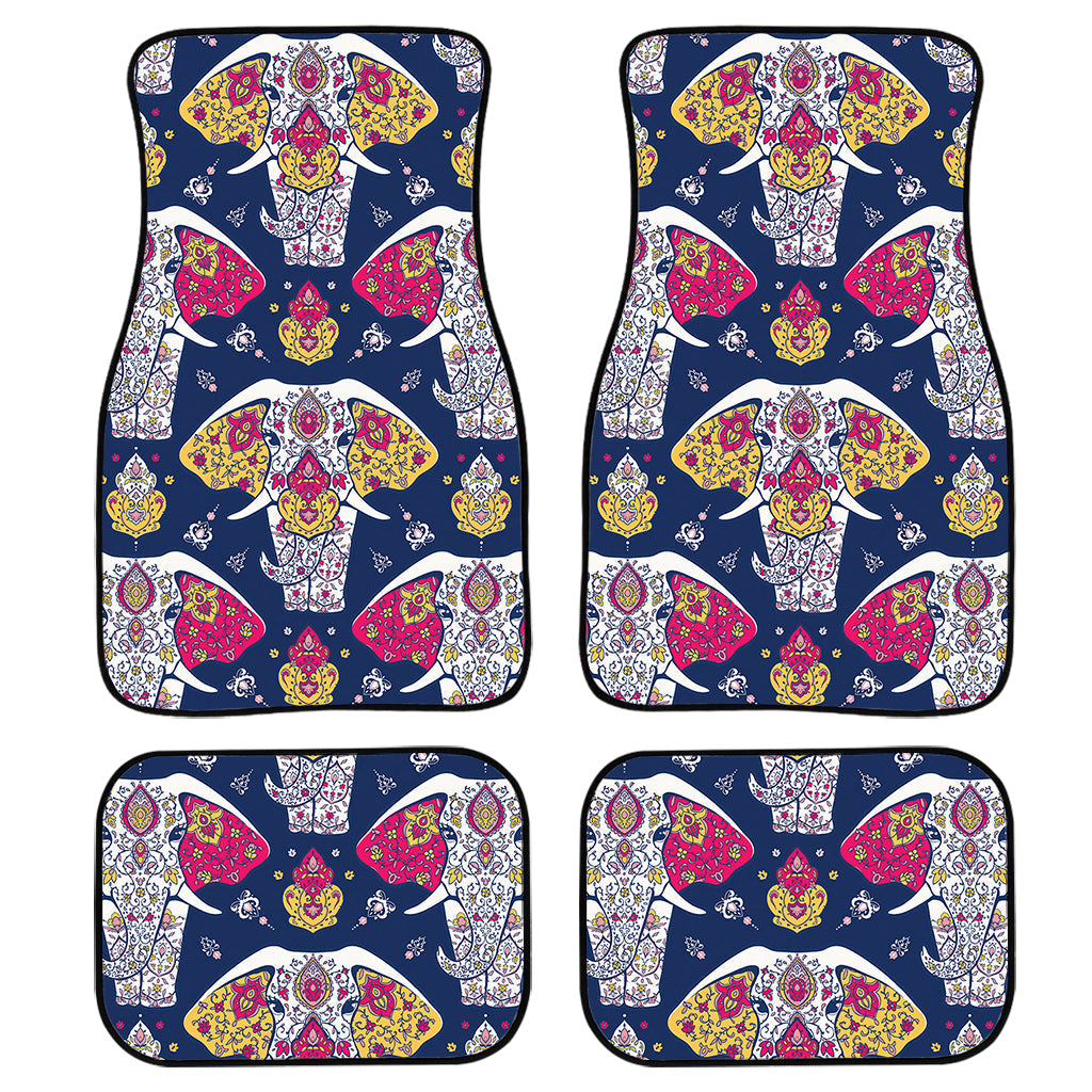 Indian Floral Elephant Pattern Print Front And Back Car Floor Mats/ Front Car Mat