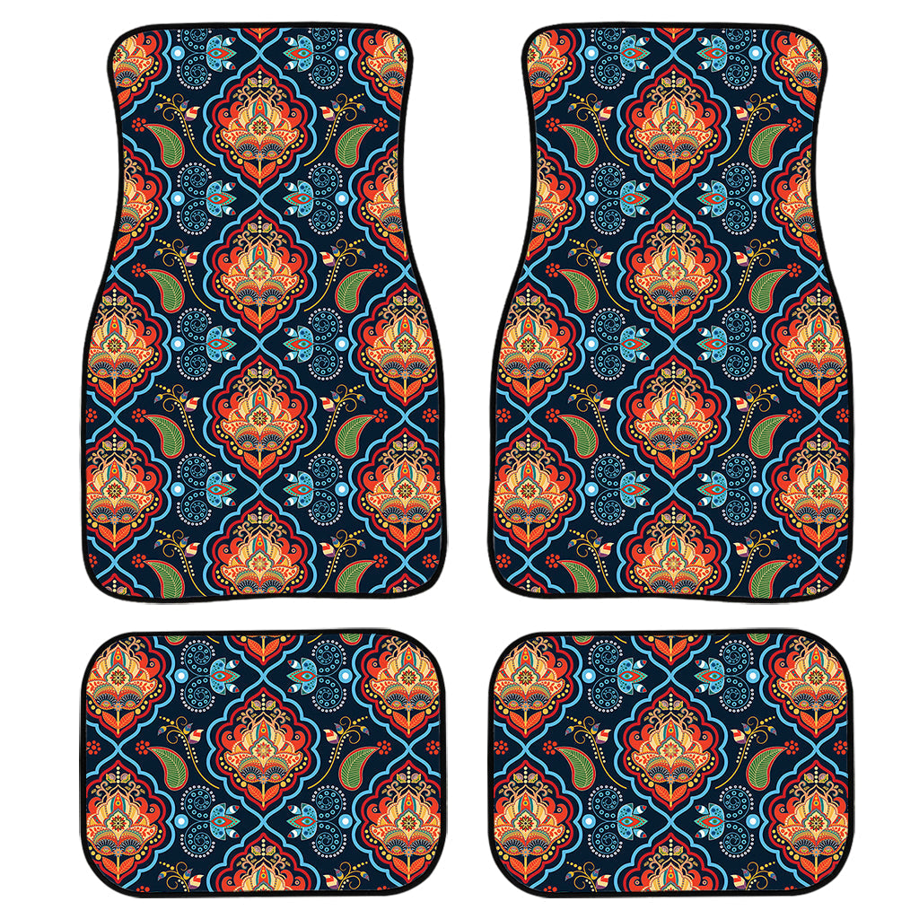 Indian Floral Paisley Pattern Print Front And Back Car Floor Mats/ Front Car Mat