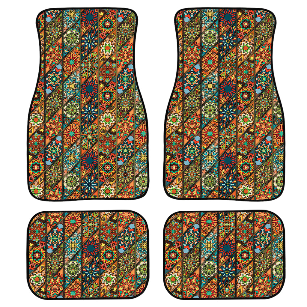 Indian Floral Patchwork Pattern Print Front And Back Car Floor Mats/ Front Car Mat
