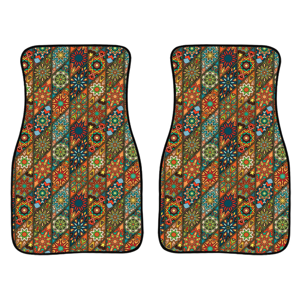 Indian Floral Patchwork Pattern Print Front And Back Car Floor Mats/ Front Car Mat