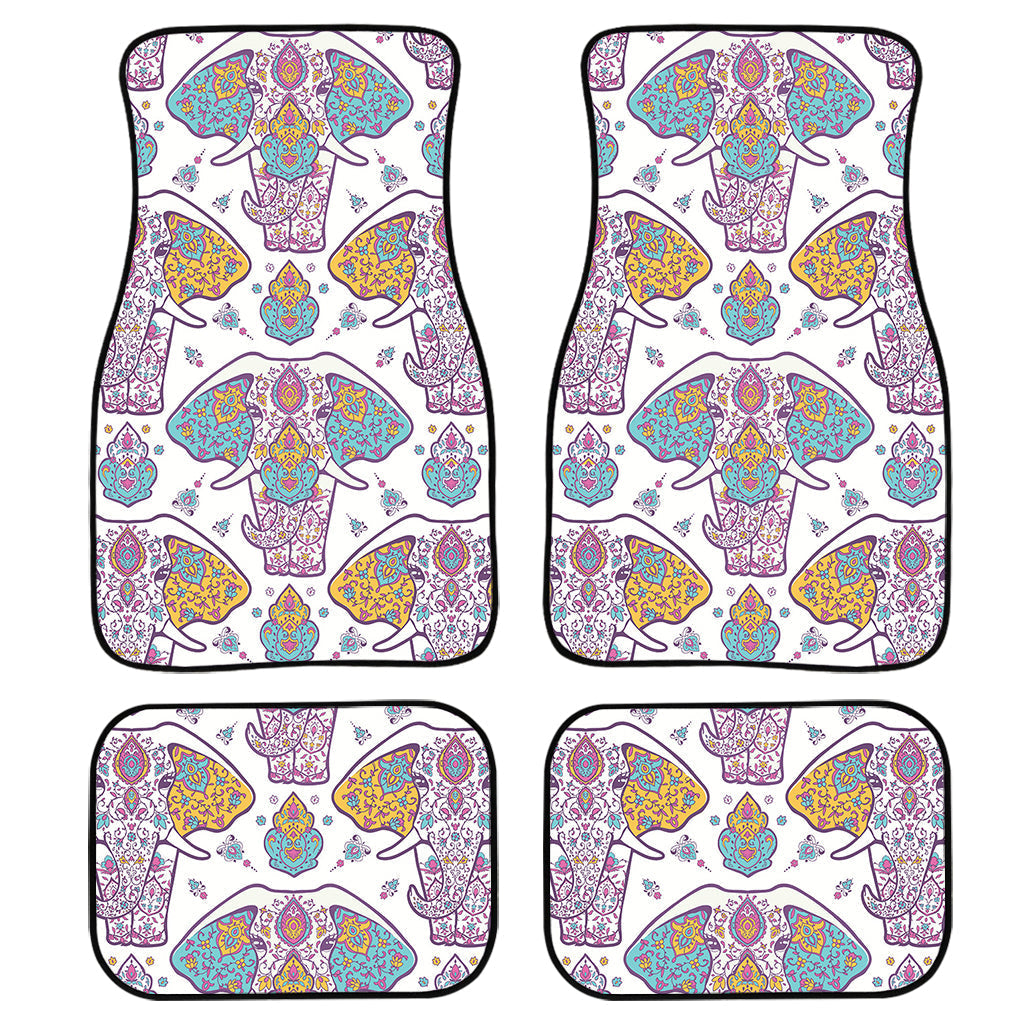 Indian Flower Elephant Pattern Print Front And Back Car Floor Mats/ Front Car Mat