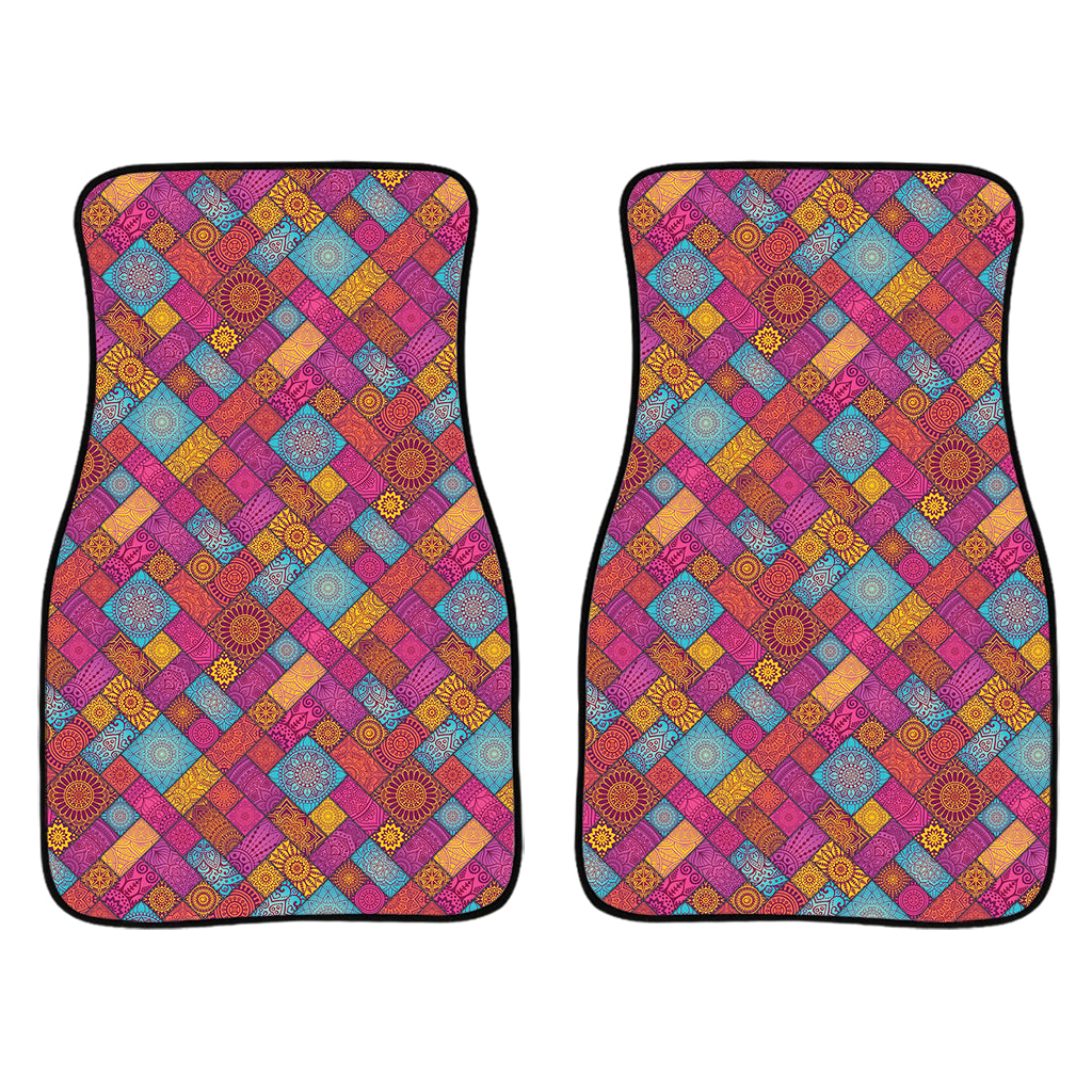 Indian Patchwork Pattern Print Front And Back Car Floor Mats/ Front Car Mat