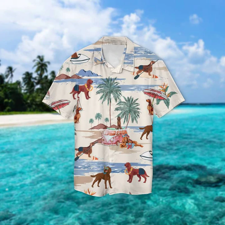 Irish Setter Summer Beach Hawaiian Shirt/ Hawaiian Shirts for Men Women Short Sleeve Aloha Beach Shirt