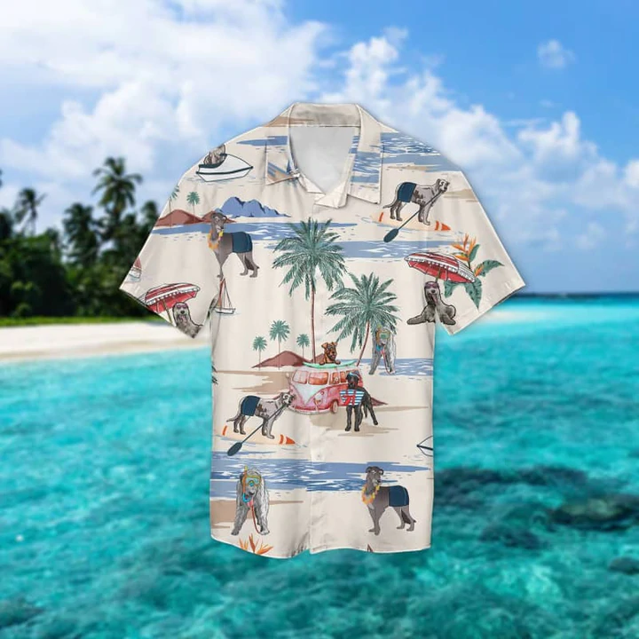 Irish Wolfhound Summer Beach Hawaiian Shirt/ Hawaiian Shirts for Men Women Short Sleeve Aloha Beach Shirt