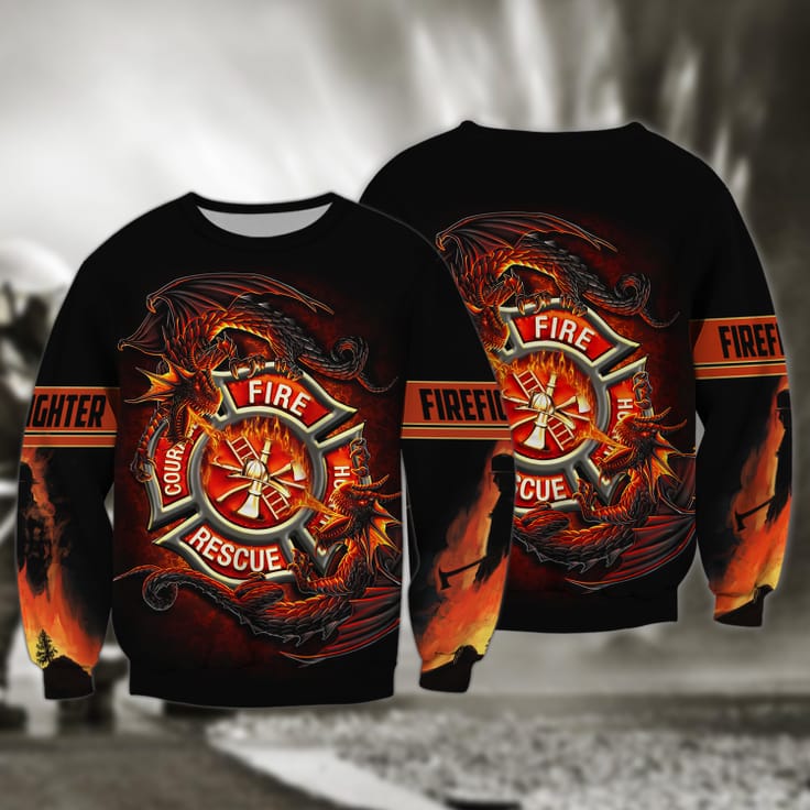 Firefighter Dragon All Over Print For Men & Women 3D Shirt/ Proud of Firefighter