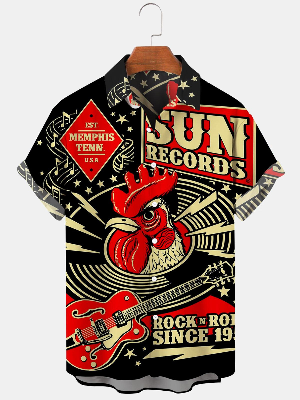 Music Cock Guitar Men''s hawaiian Shirts