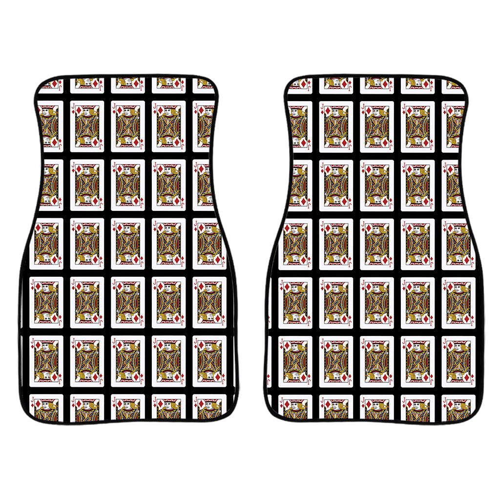 Jack Of Diamonds Playing Card Pattern Print Front And Back Car Floor Mats/ Front Car Mat