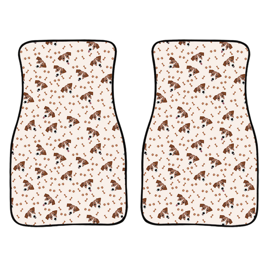 Jack Russell Terrier And Bone Print Front And Back Car Floor Mats/ Front Car Mat