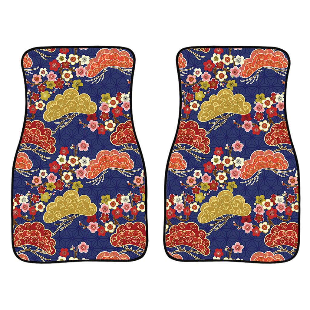 Japanese Cherry Blossom Pattern Print Front And Back Car Floor Mats/ Front Car Mat