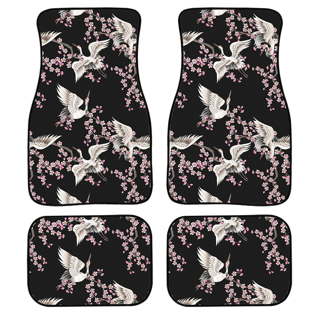 Japanese Crane Bird Pattern Print Front And Back Car Floor Mats/ Front Car Mat