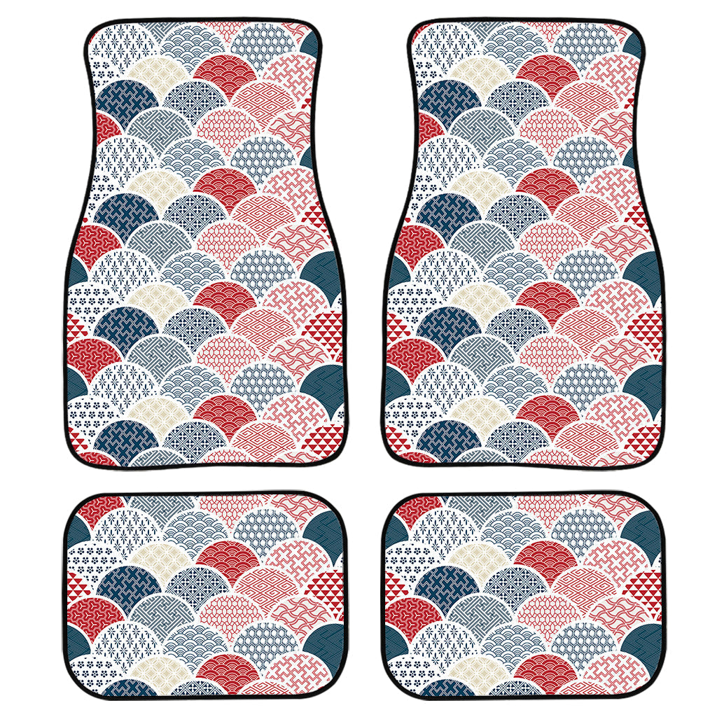 Japanese Geometric Pattern Print Front And Back Car Floor Mats/ Front Car Mat