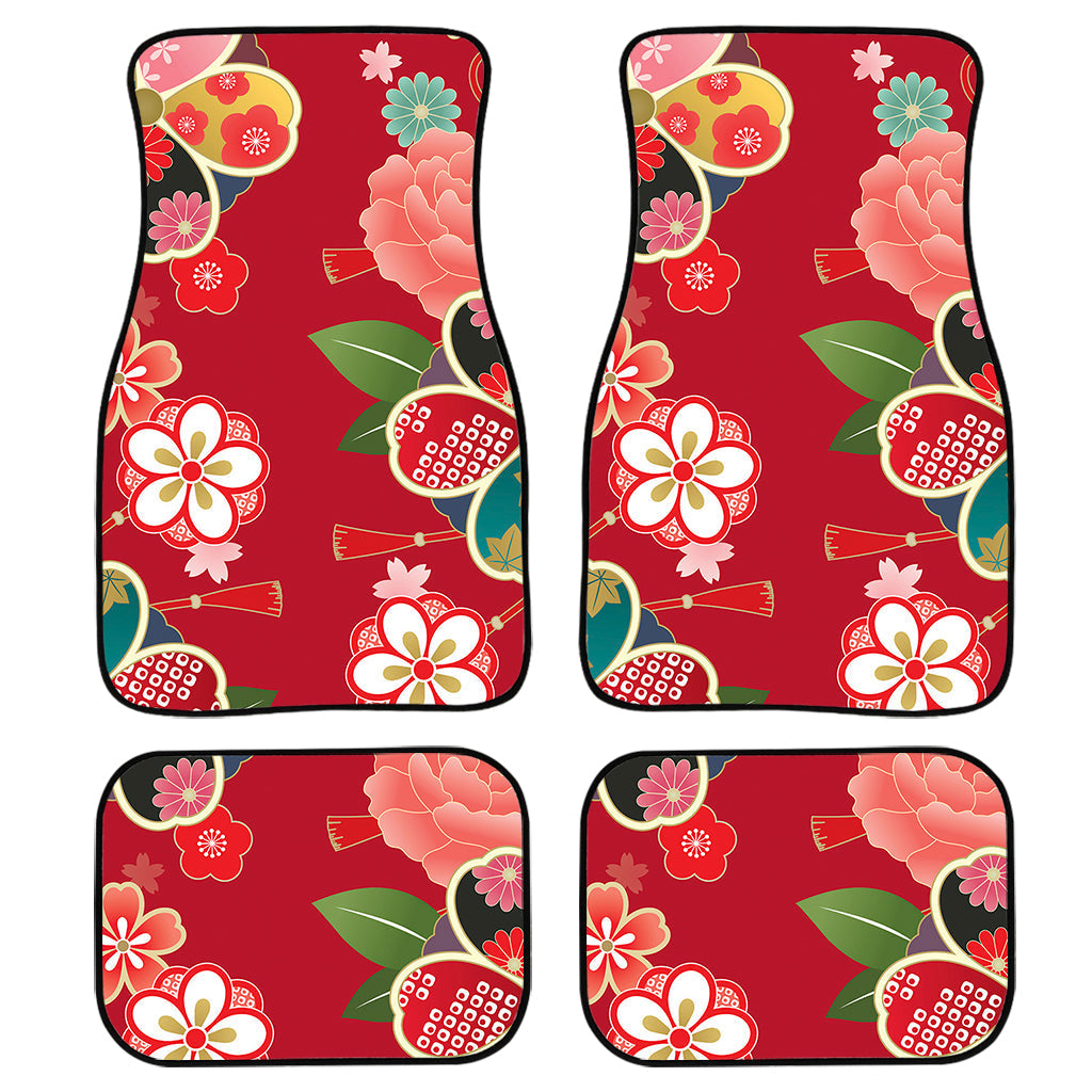 Japanese Kimono Pattern Print Front And Back Car Floor Mats/ Front Car Mat