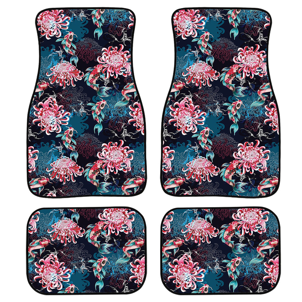 Japanese Koi And Chrysanthemums Print Front And Back Car Floor Mats/ Front Car Mat