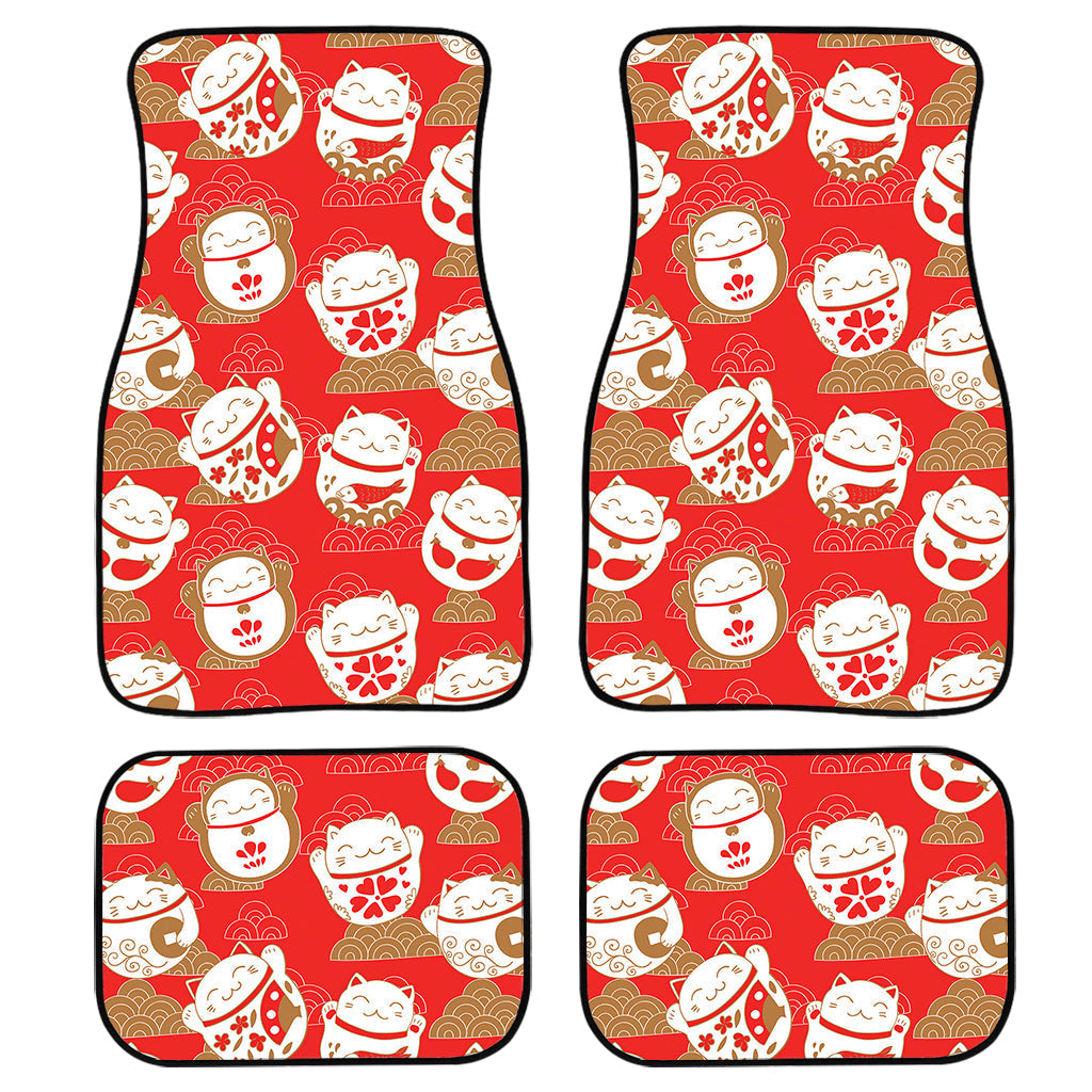 Japanese Lucky Cat Pattern Print Front And Back Car Floor Mats/ Front Car Mat