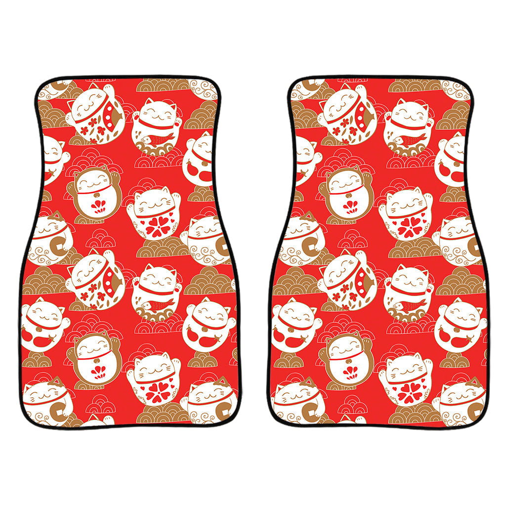 Japanese Lucky Cat Pattern Print Front And Back Car Floor Mats/ Front Car Mat