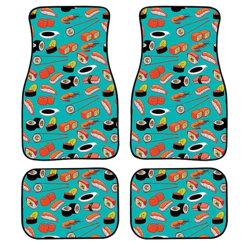 Japanese Sushi And Rolls Pattern Print Front And Back Car Floor Mats/ Front Car Mat