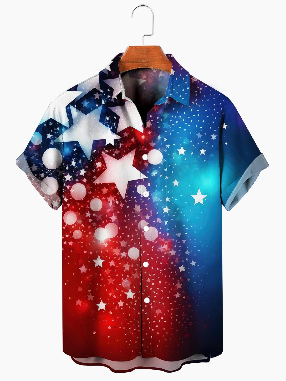 Men''s Independence Day Star Print Hawaiian Shirt