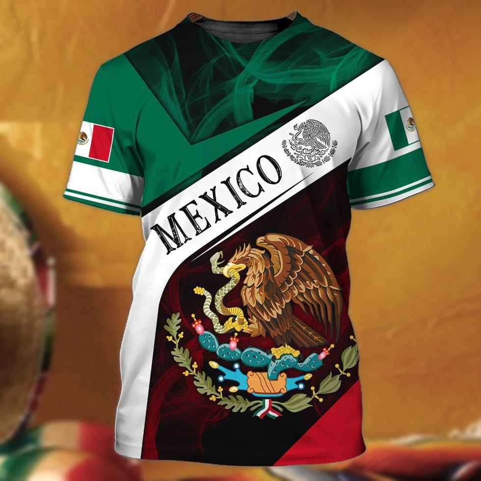 3D All Over Print Mexican Shirts/ Mexico Golden Eagle T Shirt/ Mexico Shirt For Dad/ Mexican Shirt