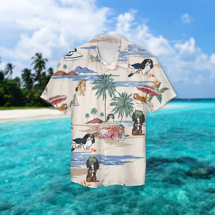 King Charles Summer Beach Hawaiian Shirt/ Hawaiian Shirts for Men Women Short Sleeve Aloha Beach Shirt
