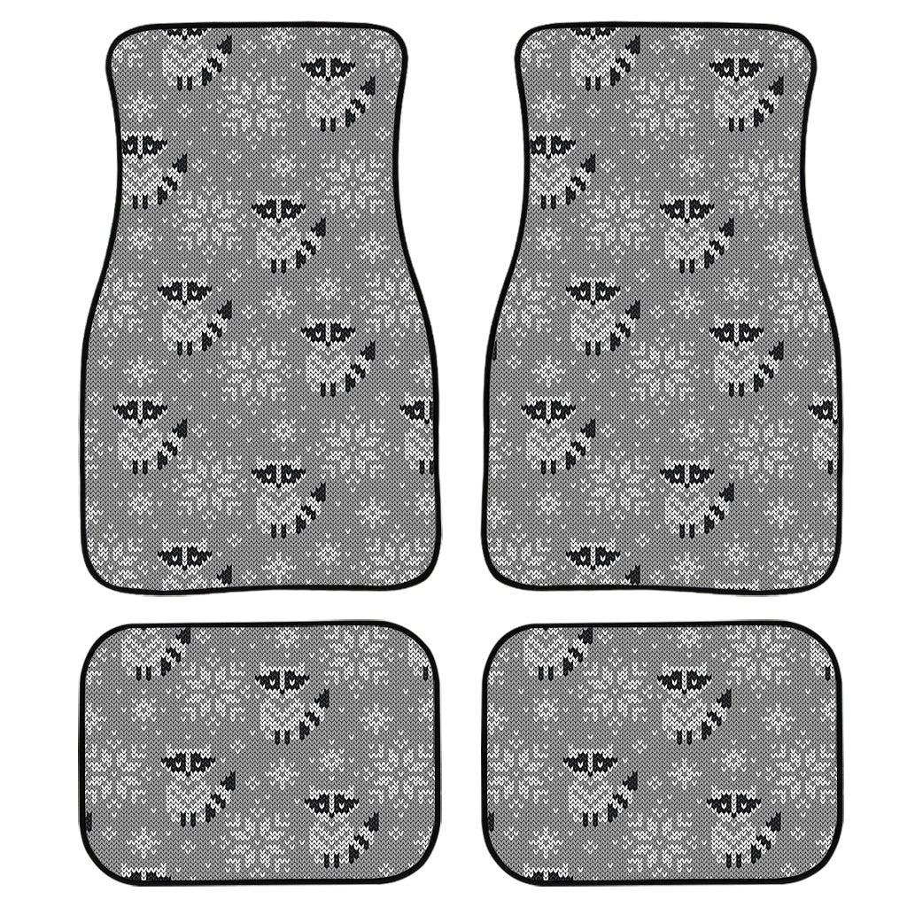 Knitted Raccoon Pattern Print Front And Back Car Floor Mats/ Front Car Mat
