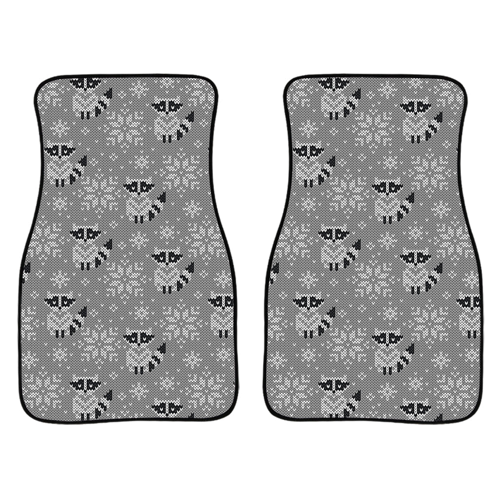 Knitted Raccoon Pattern Print Front And Back Car Floor Mats/ Front Car Mat