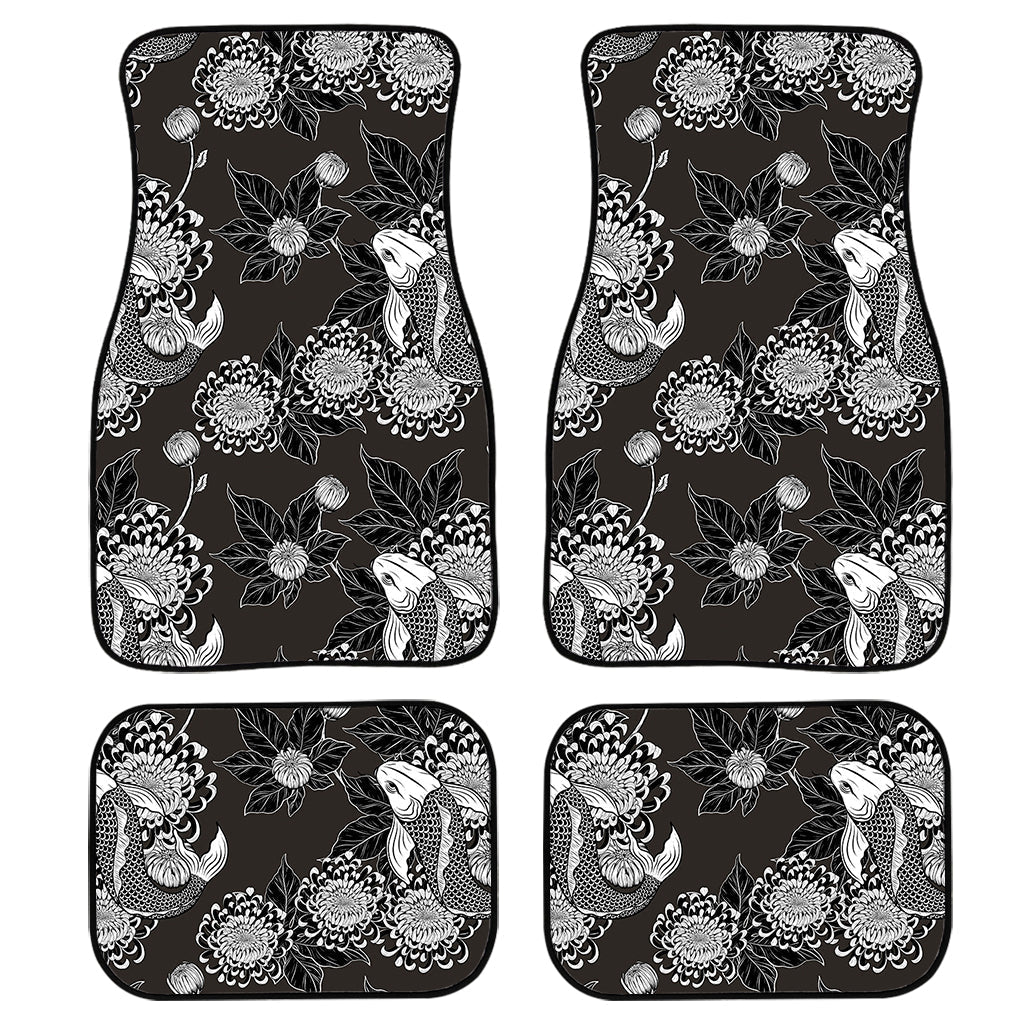 Koi Carp And Chrysanthemum Pattern Print Front And Back Car Floor Mats/ Front Car Mat