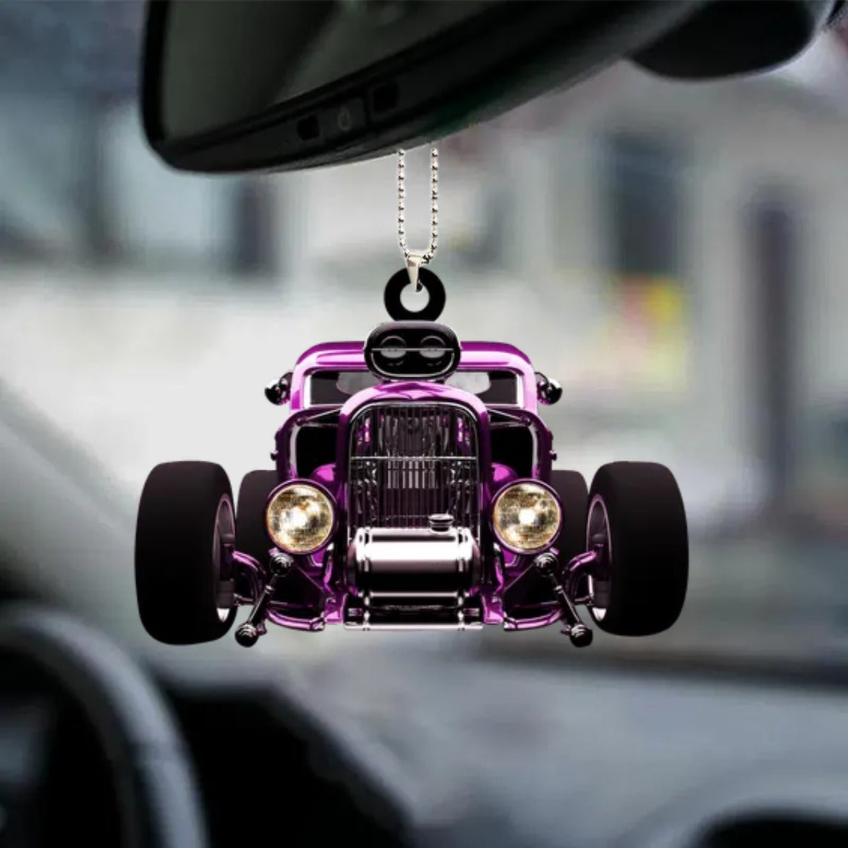 Personalized Hot Rod Chop Shop Flat Acrylic Car Hanging Ornament/ Hot Rod Ornament For Auto