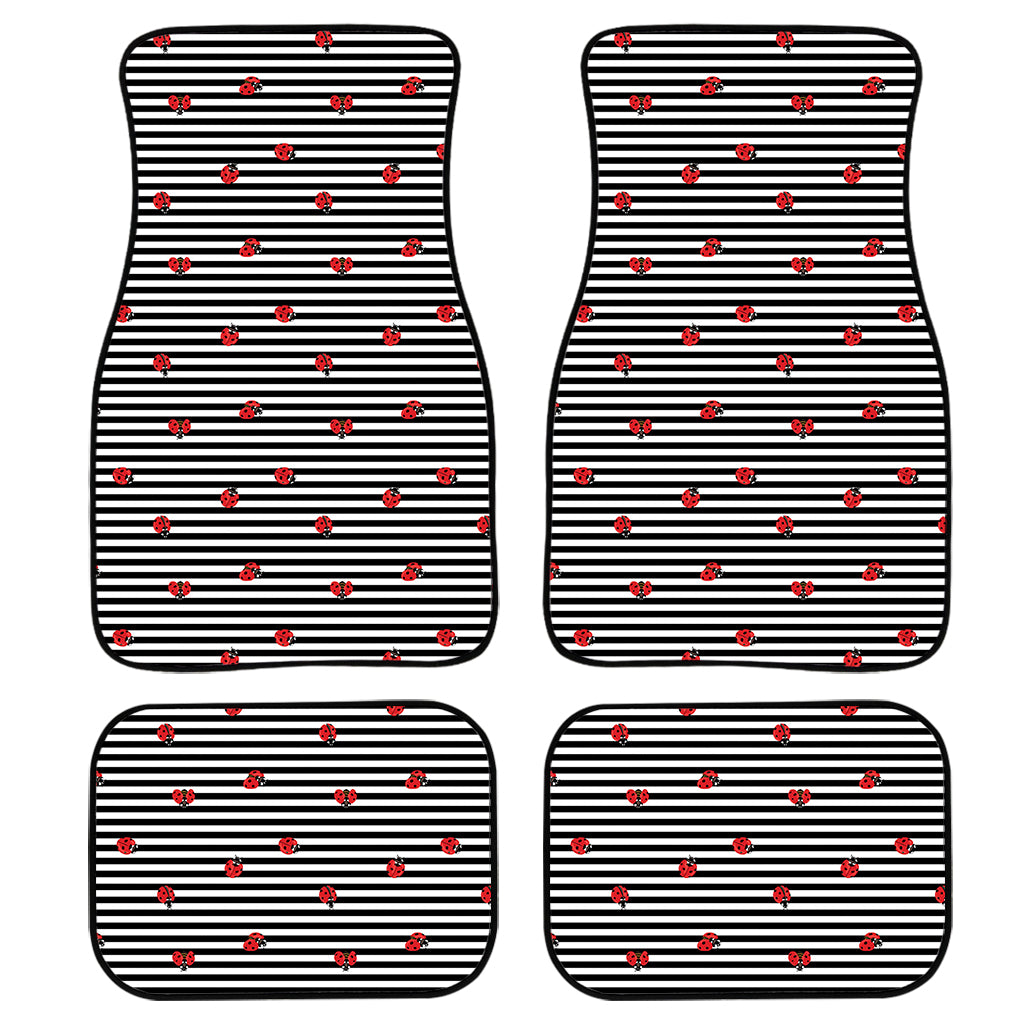 Ladybug Striped Pattern Print Front And Back Car Floor Mats/ Front Car Mat