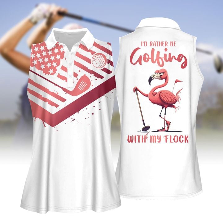 I''d Rather Be Golfing With My Flock Women Short Sleeve Polo Shirt/ Sleeveless Polo Shirt