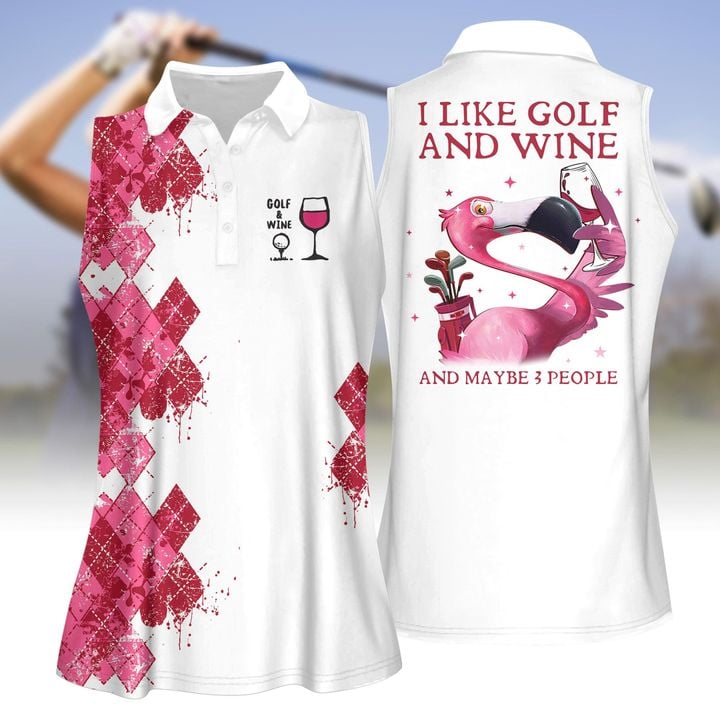 Argyle I Like Golf And Wine And Maybe 3 People Women Polo Shirt