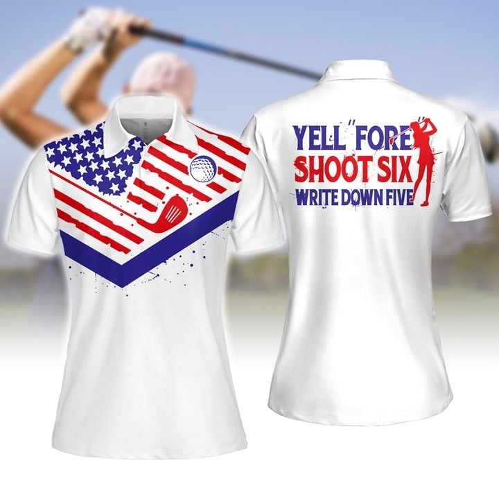 Yell Fore/ Shoot Six And Write Down Five Women Golf Apparels/ Sleeveless Polo Shirt