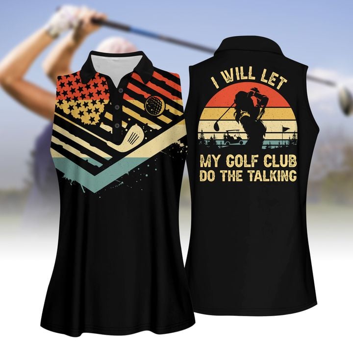 I Will Let My Golf Club Do The Talking Women Short Sleeve Polo Shirt/ Sleeveless Polo Shirt