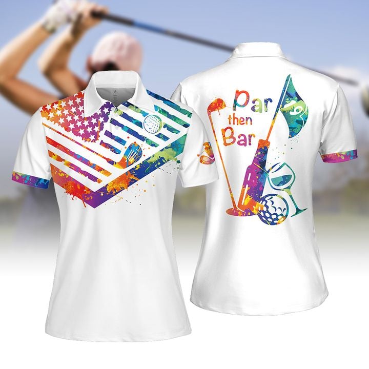 Water Color Par Then Bar Women Golf Apparel/ Golf Shirts for Women Sleeveless with Collar/ Ladies Sleeveless Golf Shirt