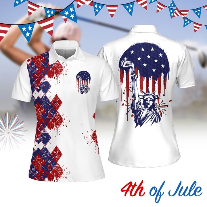 Statue of Liberty 4th Of July Women Golf Apparel/ Women Short Sleeve Polo Shirt/ Sleeveless Polo Shirt