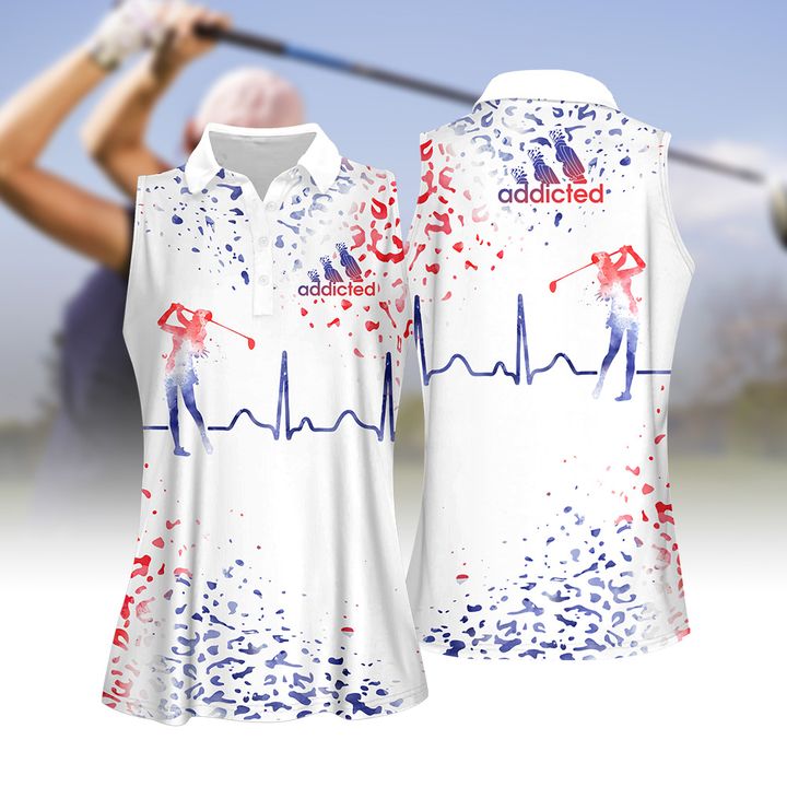 Addicted Watercolor Leopard Heart Beat American Women Golf Apparels