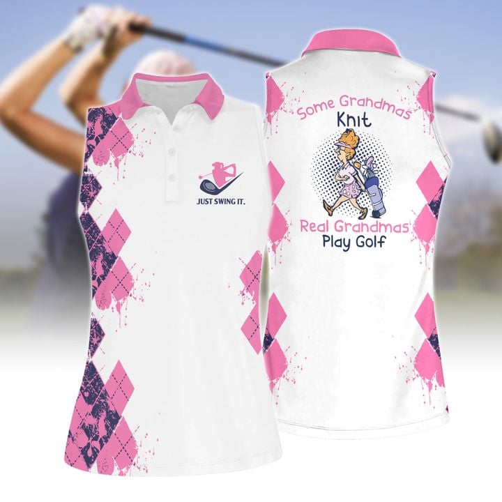 Some Grandmas Knit Real Grandmas Play Golf Women Short Sleeve Polo Shirt/ Sleeveless Polo Shirt