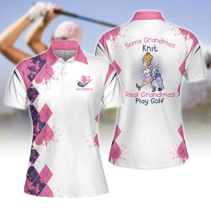 Some Grandmas Knit Real Grandmas Play Golf Women Short Sleeve Polo Shirt/ Sleeveless Polo Shirt