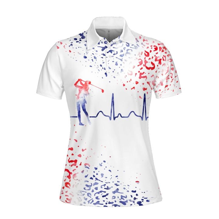 Watercolor Leopard Heart Beat American Par Then Bar Women Golf Apparels/ Women Short Sleeve Polo Shirt/ Sleeveless Polo Shirt