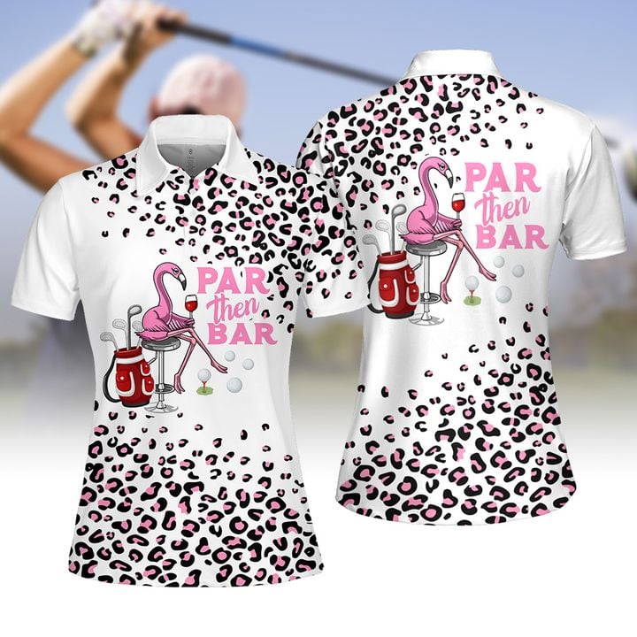 Pink Leopard Par Then Bar Flamingo Women Golf Apparel/ Golf Shirts for Women Sleeveless with Collar/ Ladies Sleeveless Golf Shirt