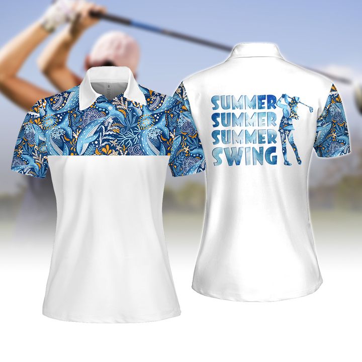 Blue Whale Summer Swing Women Golf Apparel/ Women Short Sleeve Polo Shirt/ Sleeveless Polo Shirt